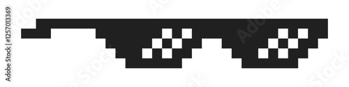 Thug life meme shades sunglasses silhouette icon symbol with pixel style cartoon vector	
