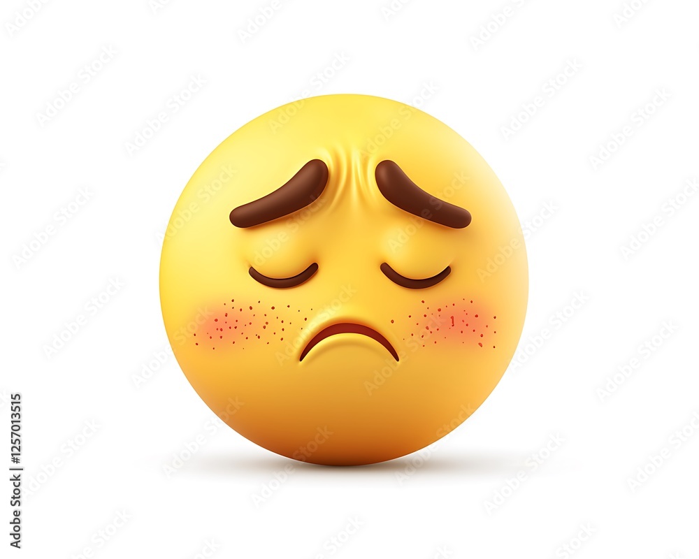 Cartoon Yellow Exhausted Face Emoticon