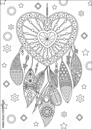 Colouring Page Dream Catcher Line Art 