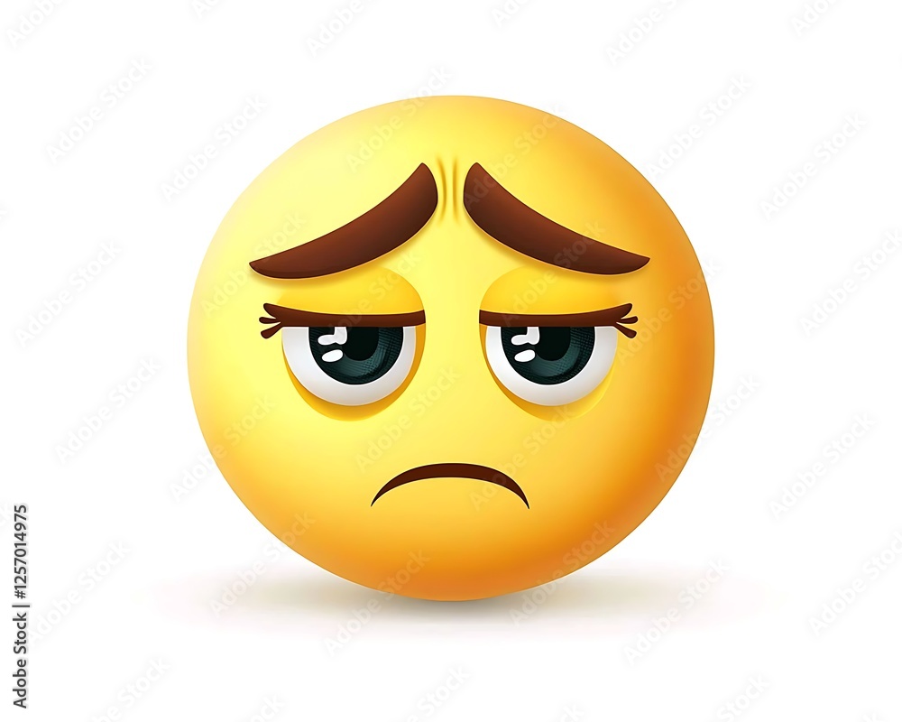 Cartoon Yellow Face Emoticon with Drooping Eyes Cartoon Yellow Face Emoticon with Drooping Eyes