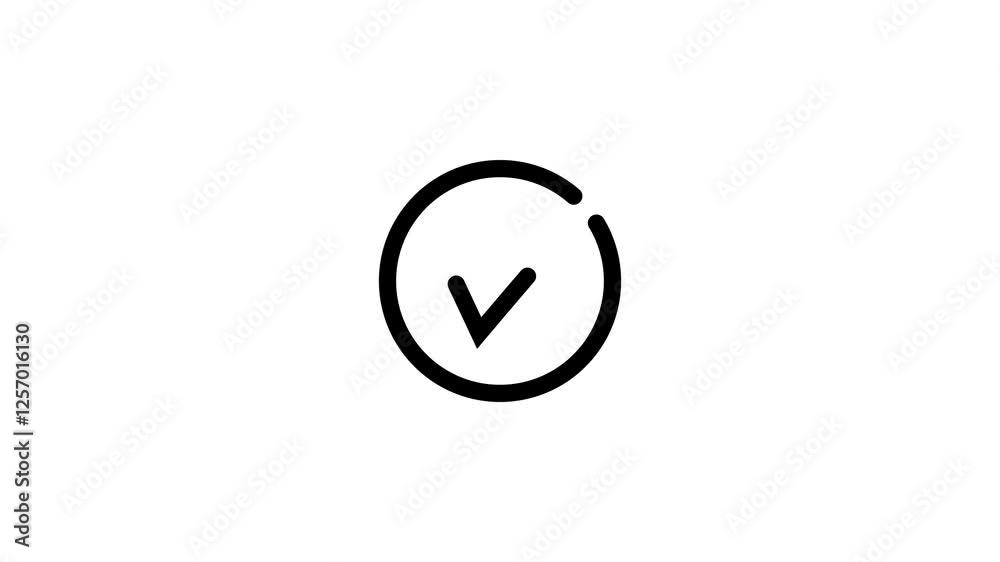 check mark animation black color circle and tick mark on a white background. check mark animation black color circle and tick mark on a white background.