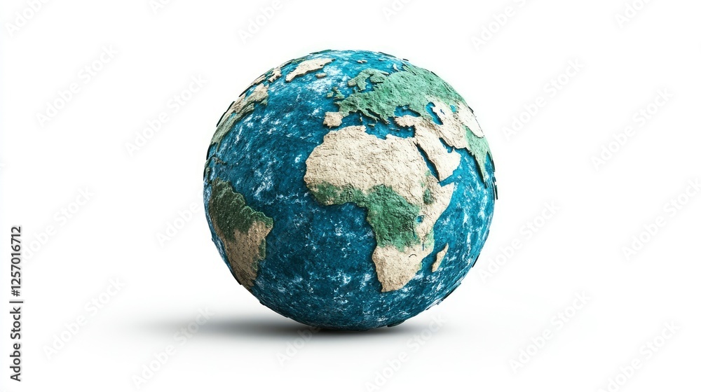 Fototapeta premium Textured Earth Globe, 3D Render of a Worn Planet
