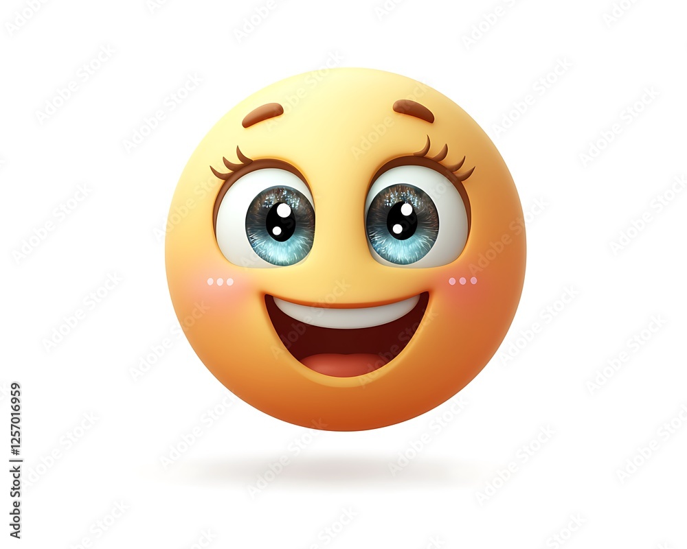 Cartoon Yellow Face with Twinkling Eyes Cartoon Yellow Face with Twinkling Eyes