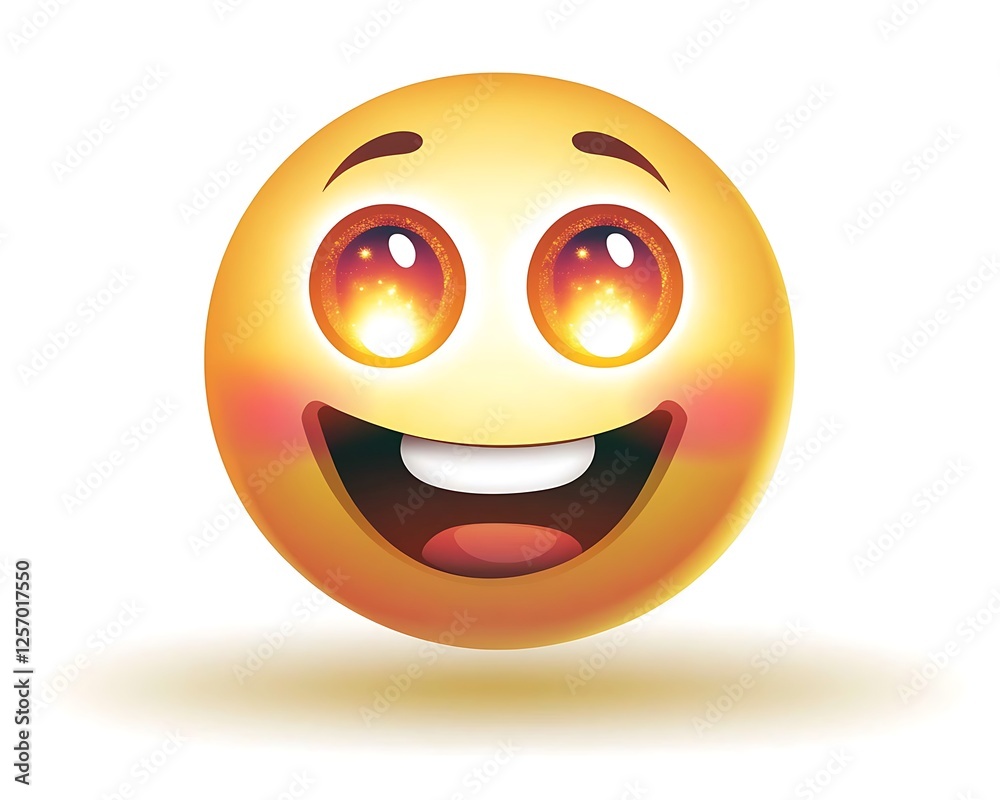 Fototapeta premium Happy Cartoon Yellow Face Emoticon