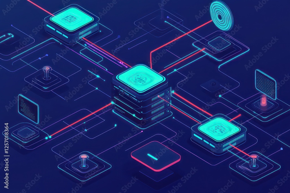 Fototapeta premium Network anomaly detection powered by AI helps prevent data breaches by spotting unusual activities.