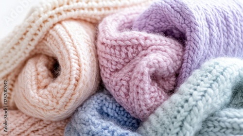 Pastel Knitted Sweaters Closeup