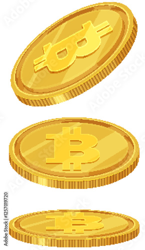 Golden Cryptocurrency Coins Illustration