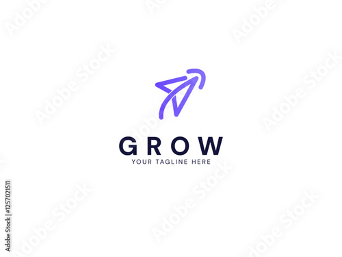 Modern grow Business with Abstract growth curved arrow logo vector design concept. Growth logotype symbol for digital finance, ui, technology, investment, business, web, financial technology, branding