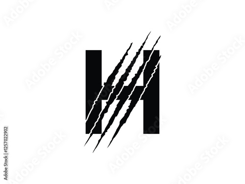 initials H with claw scratch symbol design vector illustration isolated on transparent background photo