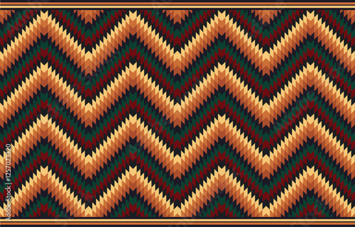 With bold zigzags and earthy tones, this pattern is inspired by traditional Native American embroidery. The design highlights the beauty of simple, yet meaningful, cultural motifs.