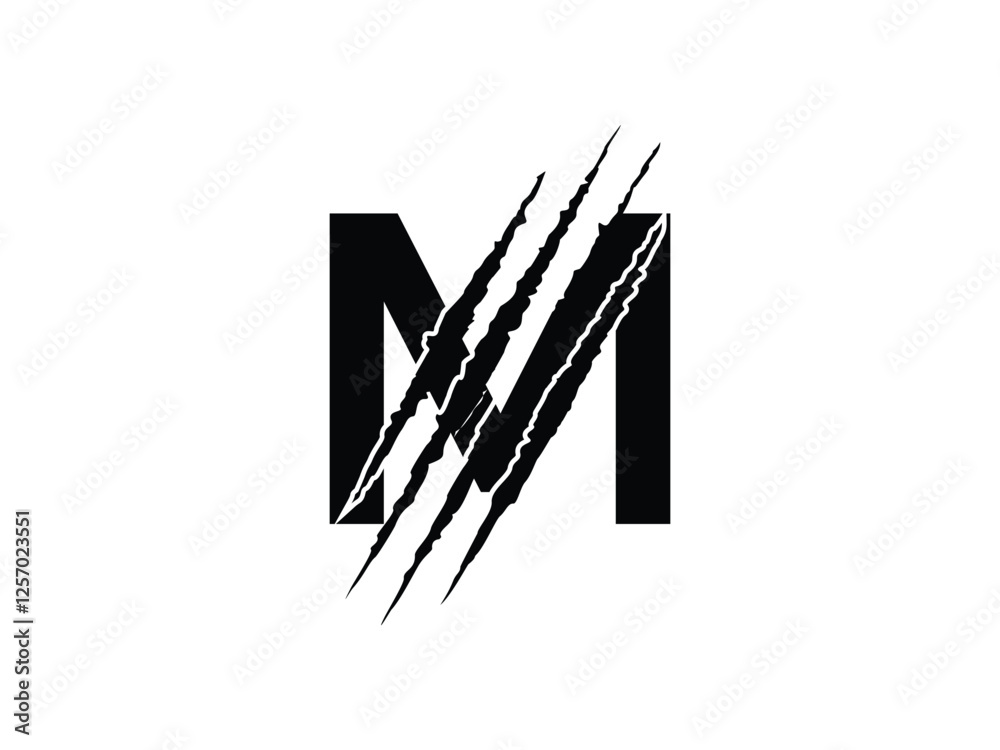 initials M with claw scratch symbol design vector illustration isolated on transparent background initials M with claw scratch symbol design vector illustration isolated on transparent background