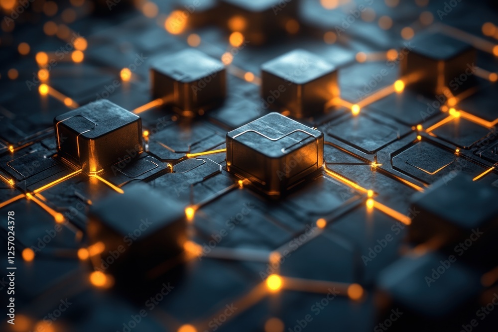 Flowchart for Business Process Workflow Automation with 3D Rendering of Cubes and Lines for Efficiency and Management Flowchart for Business Process Workflow Automation with 3D Rendering of Cubes and Lines for Efficiency and Management
