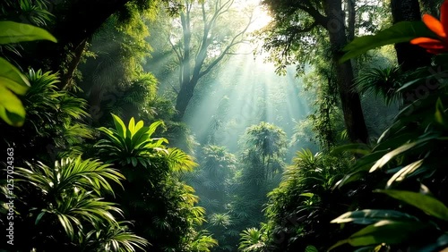 Lush Jungle Sunrise: 4K Nature Scenery, Tropical Rainforest Ambience, Relaxation Video