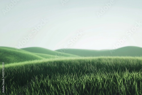 Green hills, grassy field, soft lighting, minimalism