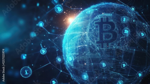 Wallpaper Mural Globe with bitcoin symbol representing global cryptocurrency market and financial technology concepts Torontodigital.ca