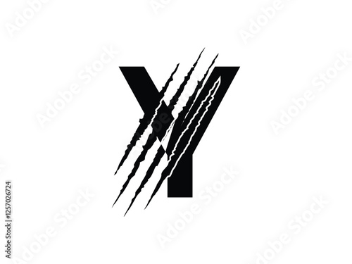 initials Y with claw scratch symbol design vector illustration isolated on transparent background