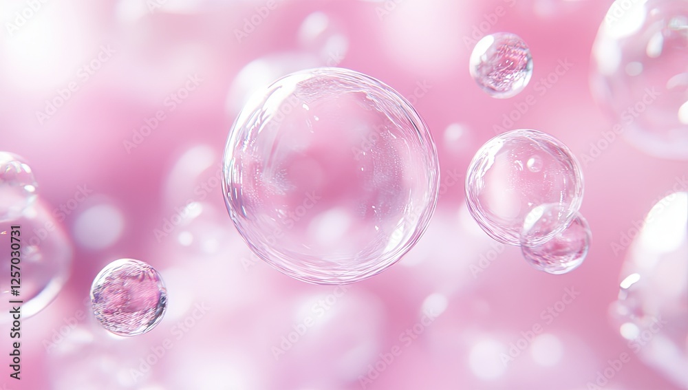 Delicate and Sparkling Pink Bubbles Dancing in a Soft, Diffused Light Delicate and Sparkling Pink Bubbles Dancing in a Soft, Diffused Light
