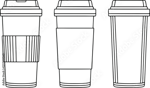 Three Disposable Coffee Cups with Different Sleeve Designs