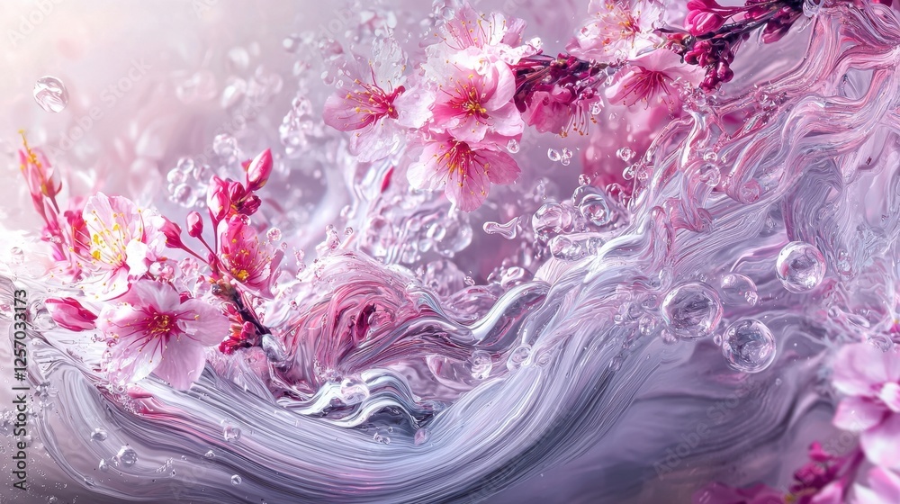 Vivid Liquid Pigments Flowing in Harmony with Blossoming Flowers Vivid Liquid Pigments Flowing in Harmony with Blossoming Flowers