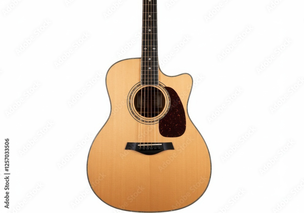 Obraz premium an acoustic guitar with a natural wood finish.