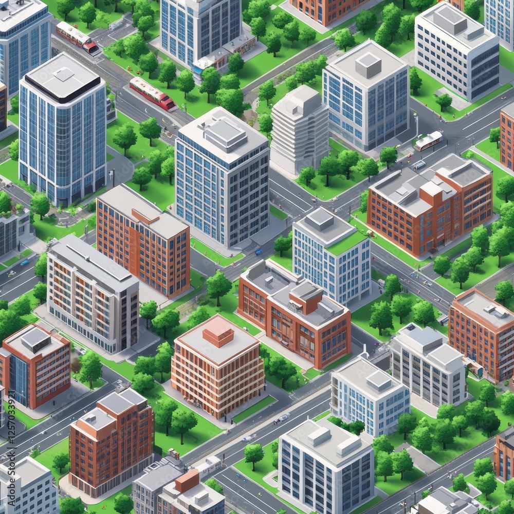 Aerial View of Urban Cityscape with Modern Buildings and Streets Aerial View of Urban Cityscape with Modern Buildings and Streets