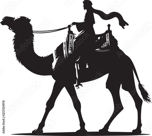 Arabian Camel Riding Silhouette Vector Illustration
