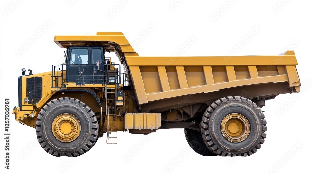 Yellow Mining Truck Isolated on White Background. Possible use Industrial Stock Photo Yellow Mining Truck Isolated on White Background. Possible use Industrial Stock Photo