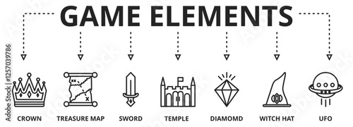Banner game elements vector illustration concept