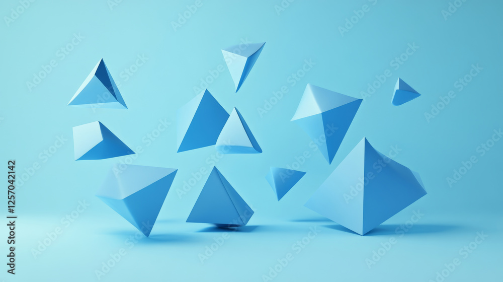 Dynamic blue geometric shapes floating minimalist studio 3d art contemporary aesthetic abstract perspective visual concept Dynamic blue geometric shapes floating minimalist studio 3d art contemporary aesthetic abstract perspective visual concept