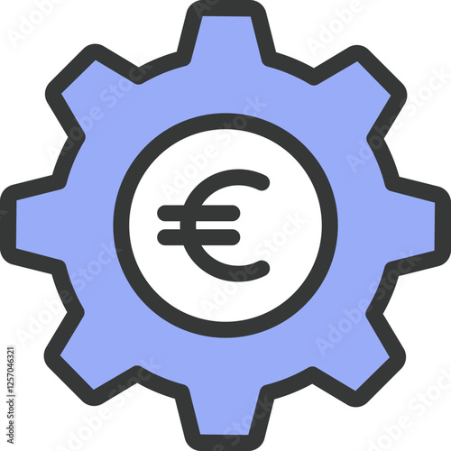 Euro Gear Filled Line Icon