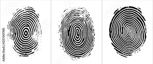 Vector black fingerprint on white Transparent background.