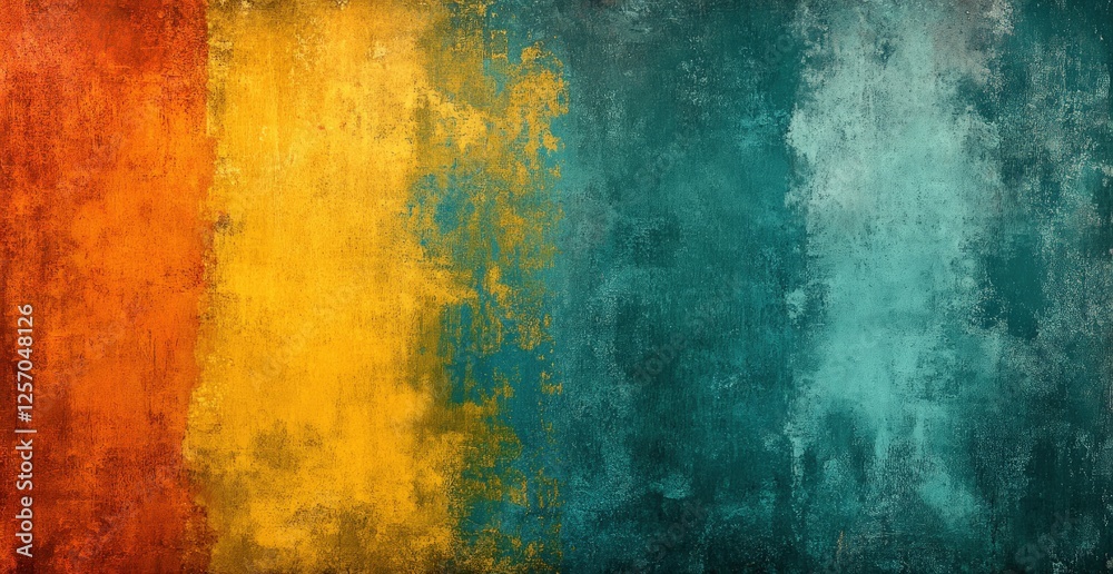 Fototapeta premium Vibrant abstract background featuring blended colors of orange, yellow, and teal with texture