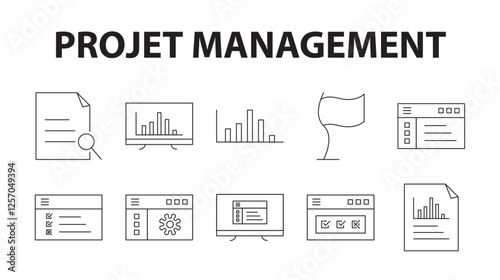 Comprehensive Project Management Icon Set | High-Quality Vector Icons. Perfect for Task Planning, Workflow Organization, Collaboration, and Business Strategy Visuals. Ideal for Present.