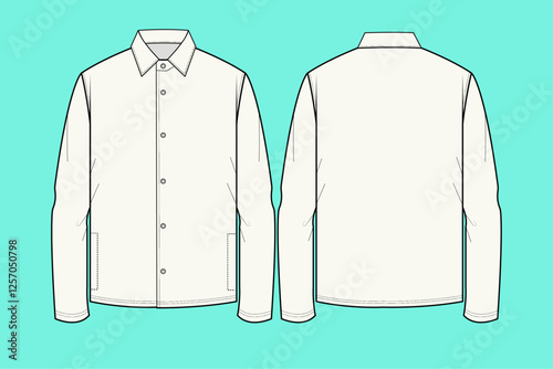  Men's long-sleeve shirt flat sketch.