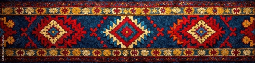 Intricate geometric design on rustic fabric, authentic Polish Highlander style, vintage, highlander Intricate geometric design on rustic fabric, authentic Polish Highlander style, vintage, highlander