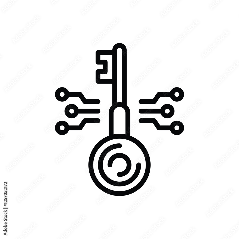 Black line icon for digital key Black line icon for digital key