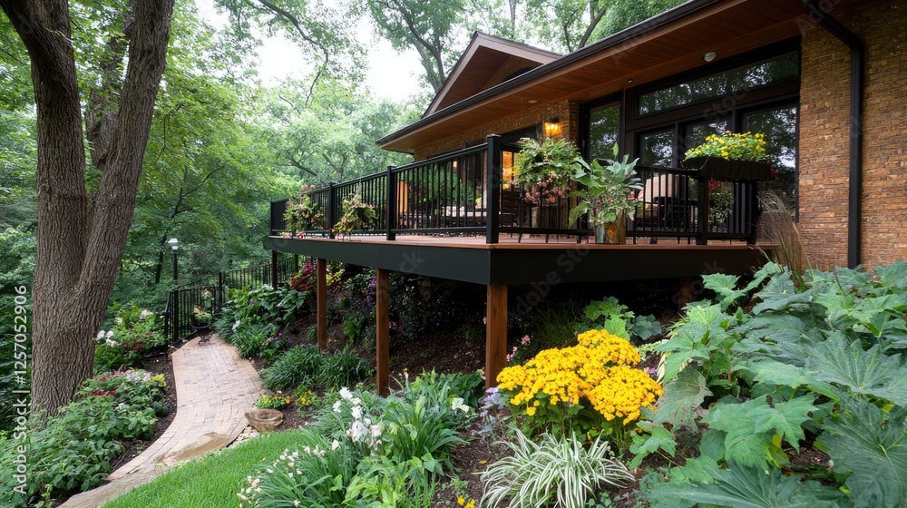Backyard Deck with Lush Landscaping Backyard Deck with Lush Landscaping