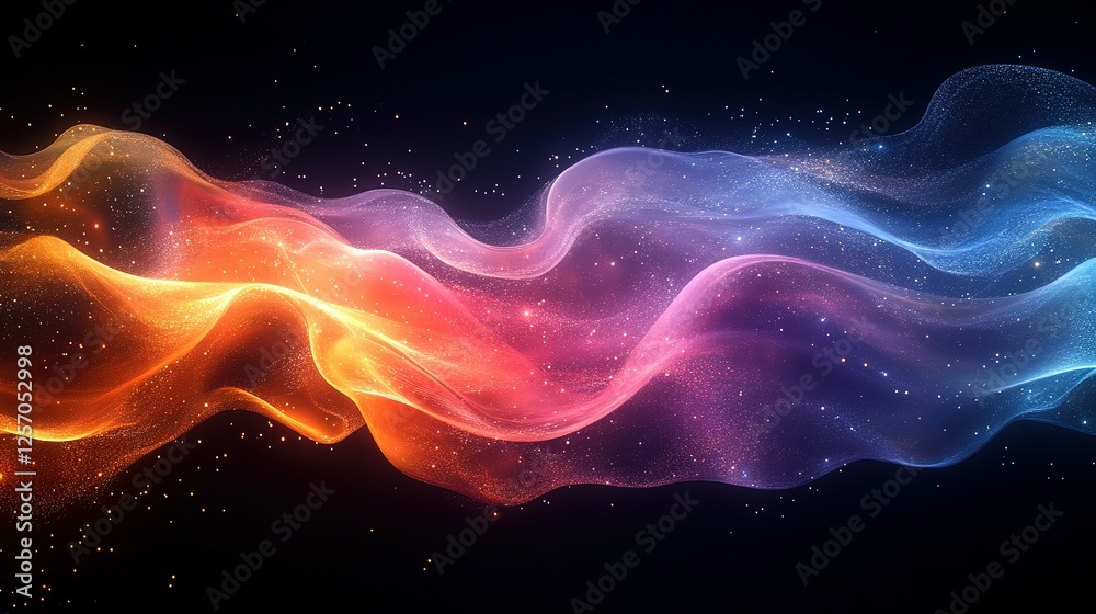 Abstract Colorful Waves of Light and Stardust