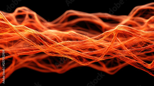 Collagen Type II and Joint Health Concepts, Glowing orange fibers create dynamic and vibrant visual effect