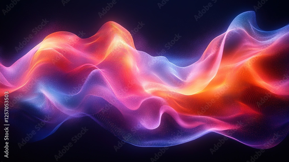 Obraz premium Abstract Colorful Waves Flowing Dynamically Across Dark Background