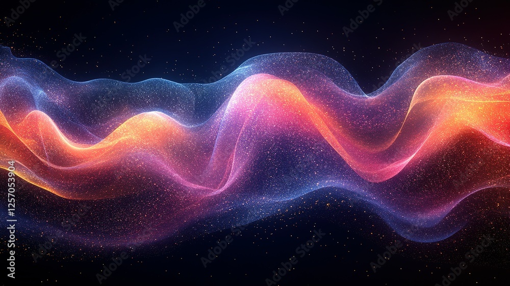 Abstract Colorful Wave Pattern With Sparkling Dust Abstract Colorful Wave Pattern With Sparkling Dust