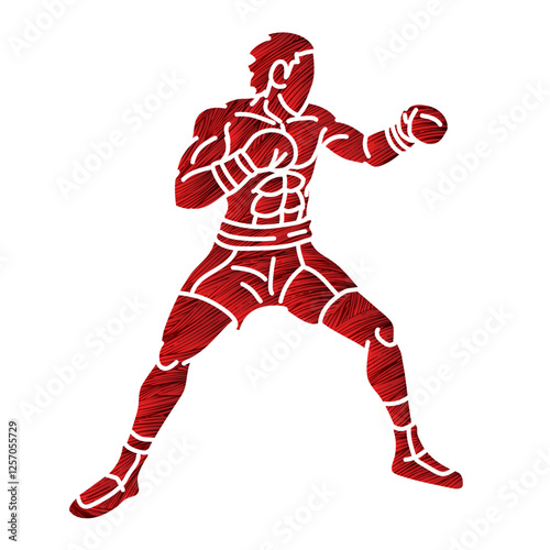Kickboxing Muay Thai Boxer Boxing Sport Ready to Fight Action Fighter Cartoon Graphic Vector