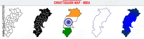 Chhattisgarh, State, CG Outline Icon – India Map Silhouette Vector. India map editable stroke outline icon