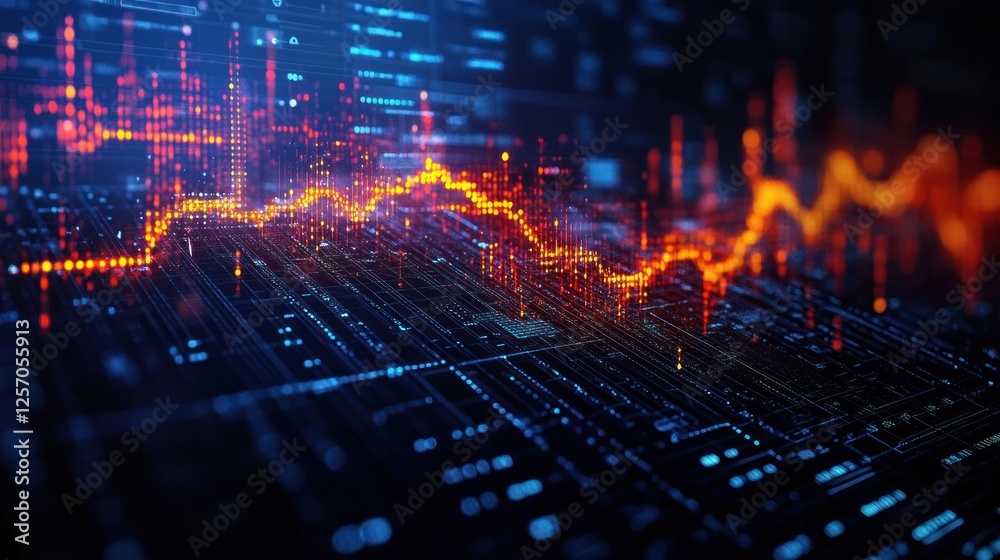 Futuristic Data Visualization of Financial Growth and Market Trends with Dynamic Graphs and Neon Elements Futuristic Data Visualization of Financial Growth and Market Trends with Dynamic Graphs and Neon Elements