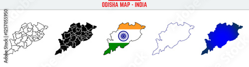 Odisha, State, OD Outline Icon – India Map Silhouette Vector. India map editable stroke outline icon