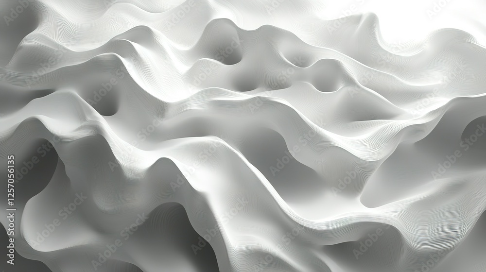 Obraz premium Abstract White Sculpted Waves Flowing Design