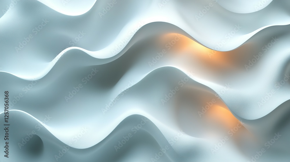 Fototapeta premium Abstract White Waves with Subtle Golden Light