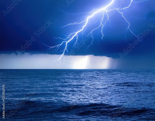 lightning storm over the ocean