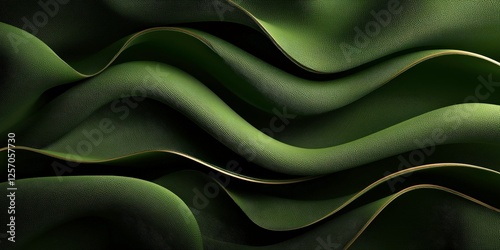 Abstract organic green lines create flowing, textured wallpaper background, evoking sense of calm and nature. wavy patterns and deep green hues add depth and movement to design