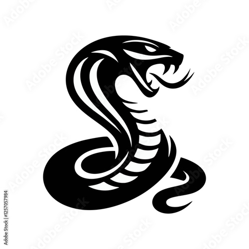 Snake cobra viper silhouette. engrave black icon on white background